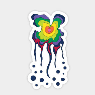 Trippy Dripping Tree Ring Shape Sticker